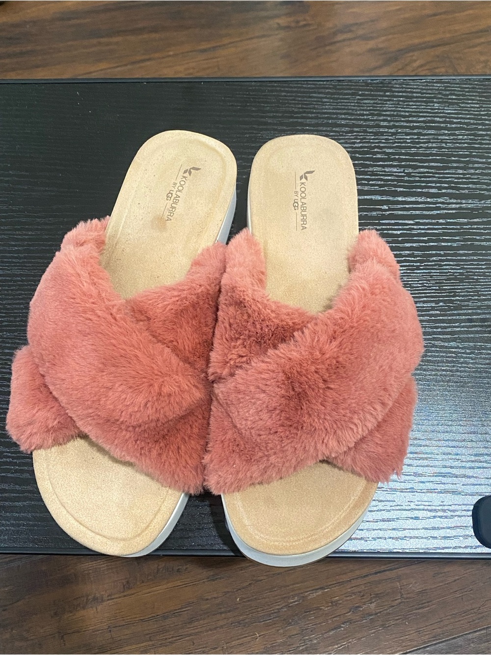 Koolaburra Plush Crossover Slide Sandals in Rose